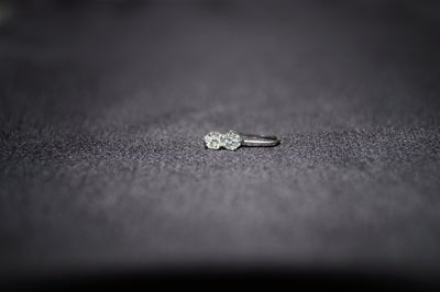 Twinkle Twin Silver Nose Ring - Elegant Näspiercing i 925 Silver med Två Klara Stenar