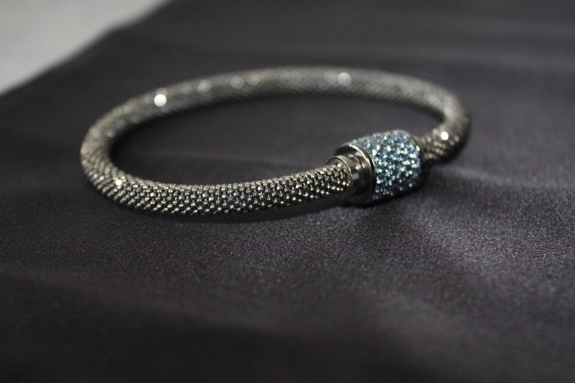 Midnight Ice - Lyxigt 925 Silverarmband med Blå Kristaller – 16g