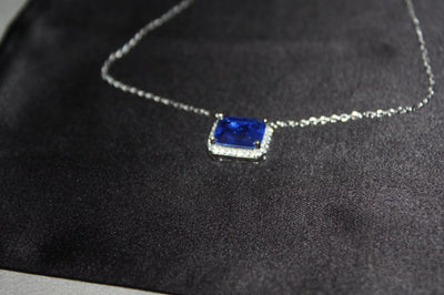 Silverhalsband med Naturlig Blå Sten – Äkta 925 Silver | 3,24 g