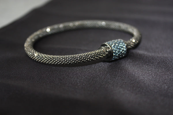 Midnight Ice - Lyxigt 925 Silverarmband med Blå Kristaller – 16g