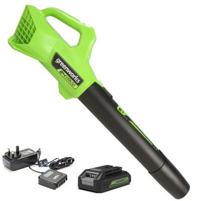 Batteridriven lövblås Greenworks G24ABK2; 24 V; 1x2,0 Ah batt.